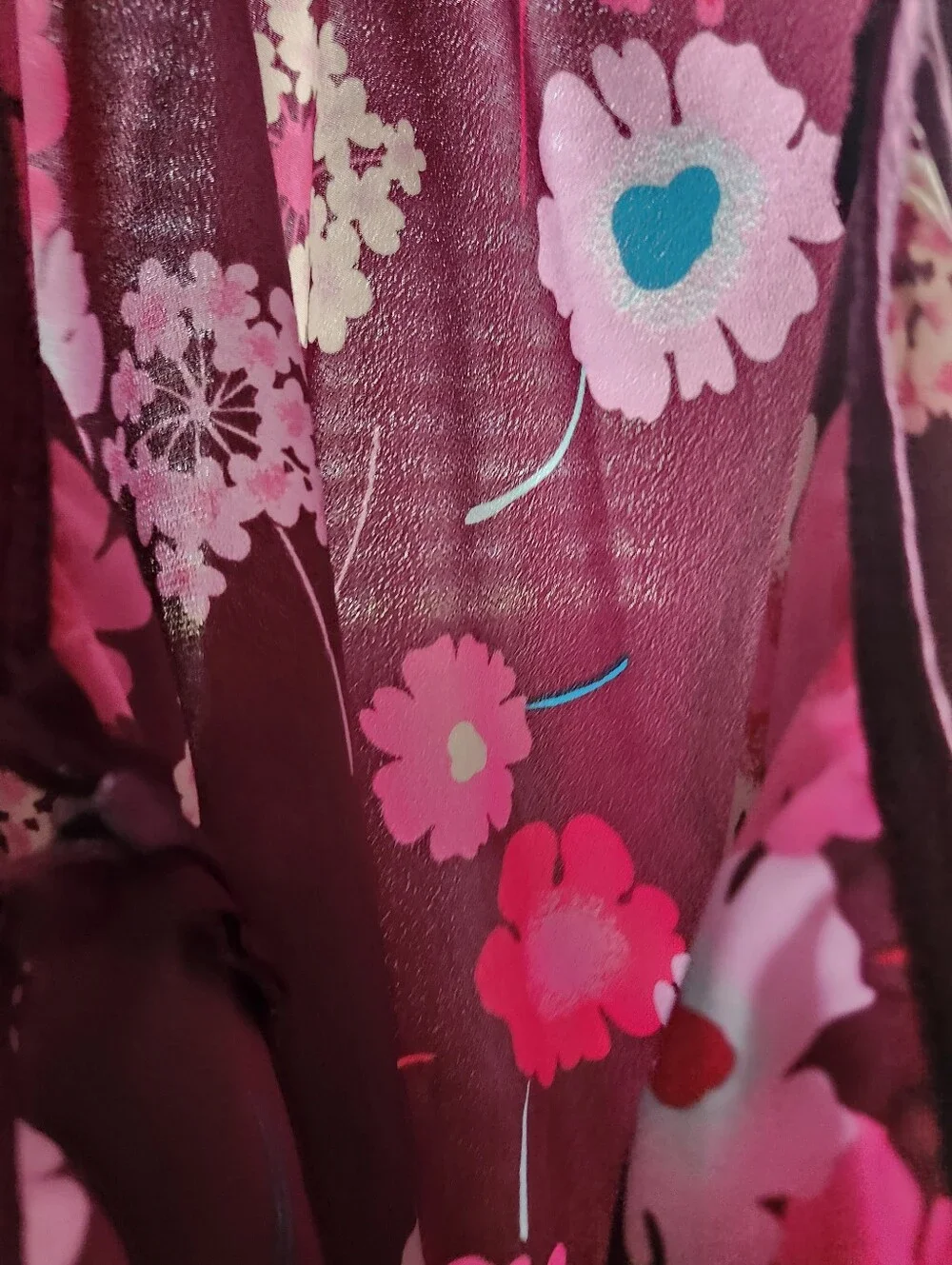 Xhilaration Purple Floral A-Line Skirt with Pink & Teal Flowers